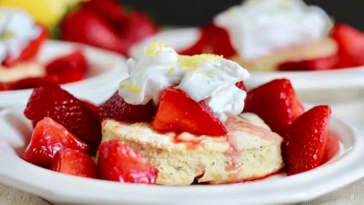 Vegan Strawberry Lemon Poppy Seed Shortcakes.