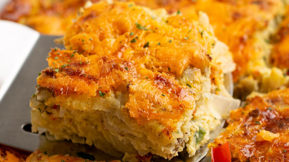 Vegetarian Hash Brown Breakfast Casserole.