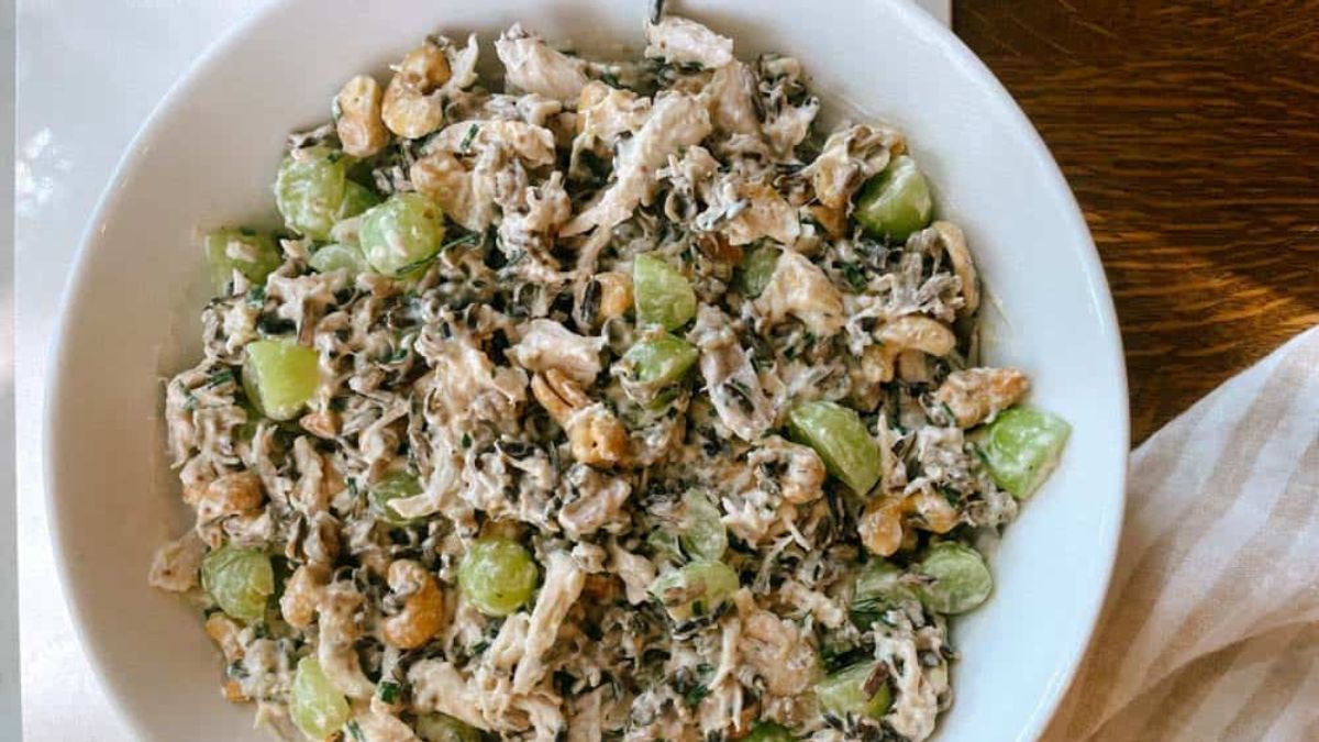 Wild Rice Chicken Salad with Grapes and Cashews.
