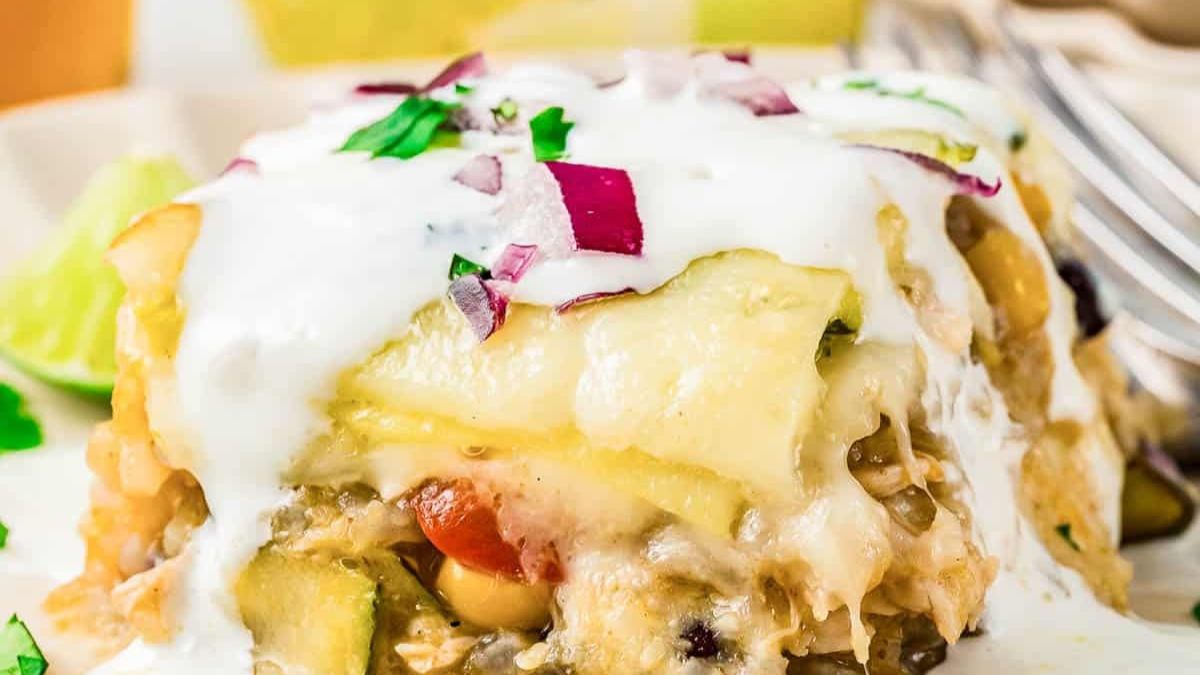 Zucchini Enchilada Casserole with Chicken.