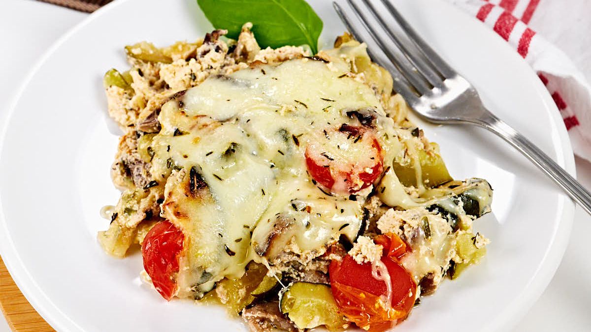 Zucchini Tomato Mushroom Casserole.