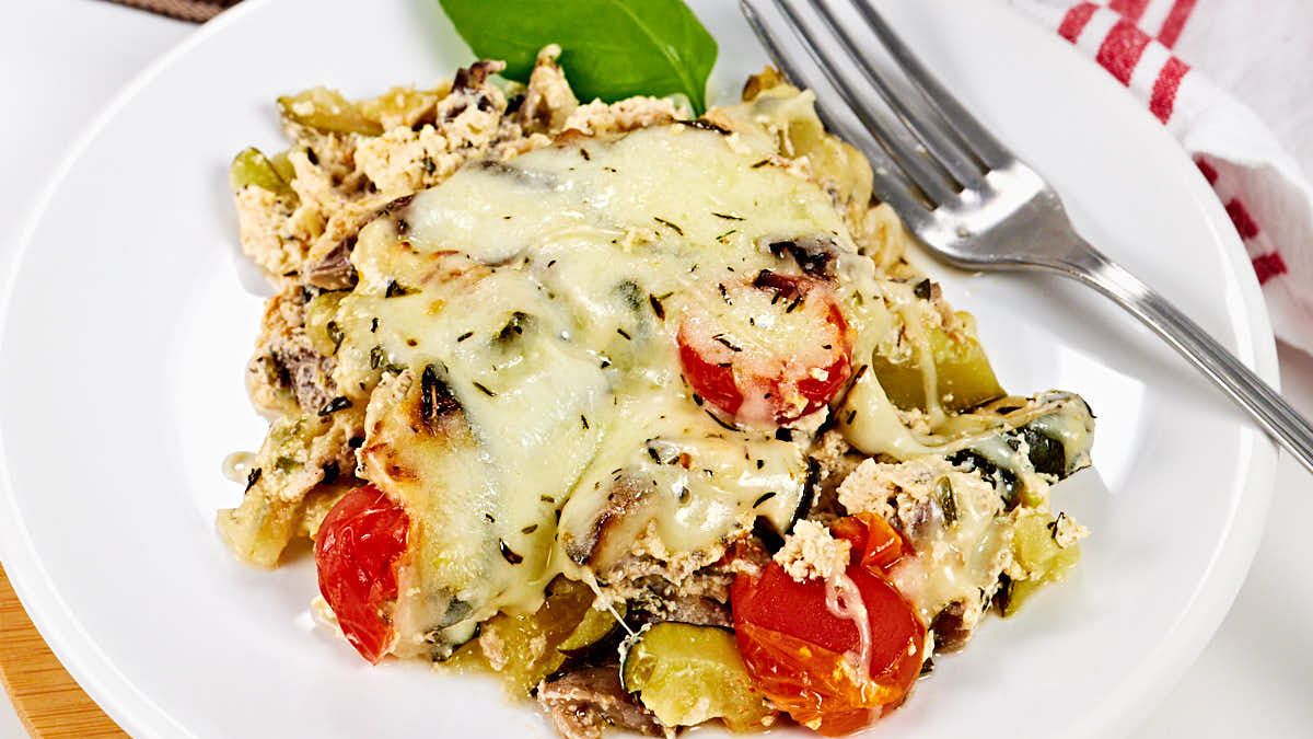Zucchini Tomato Mushroom Casserole.