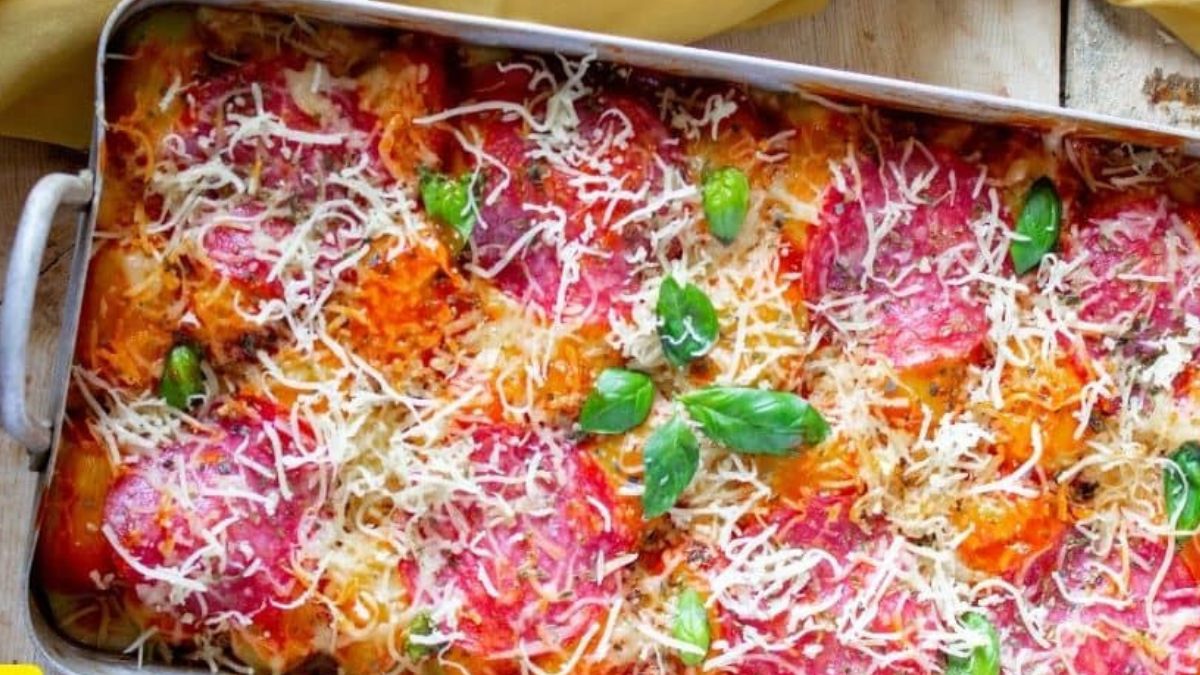 4 INGREDIENT GNOCCHI PIZZA CASSEROLE.