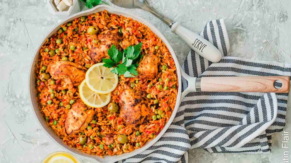 Arroz con Pollo (Latin One Pot Chicken and Yellow Rice) Under 1 hour!