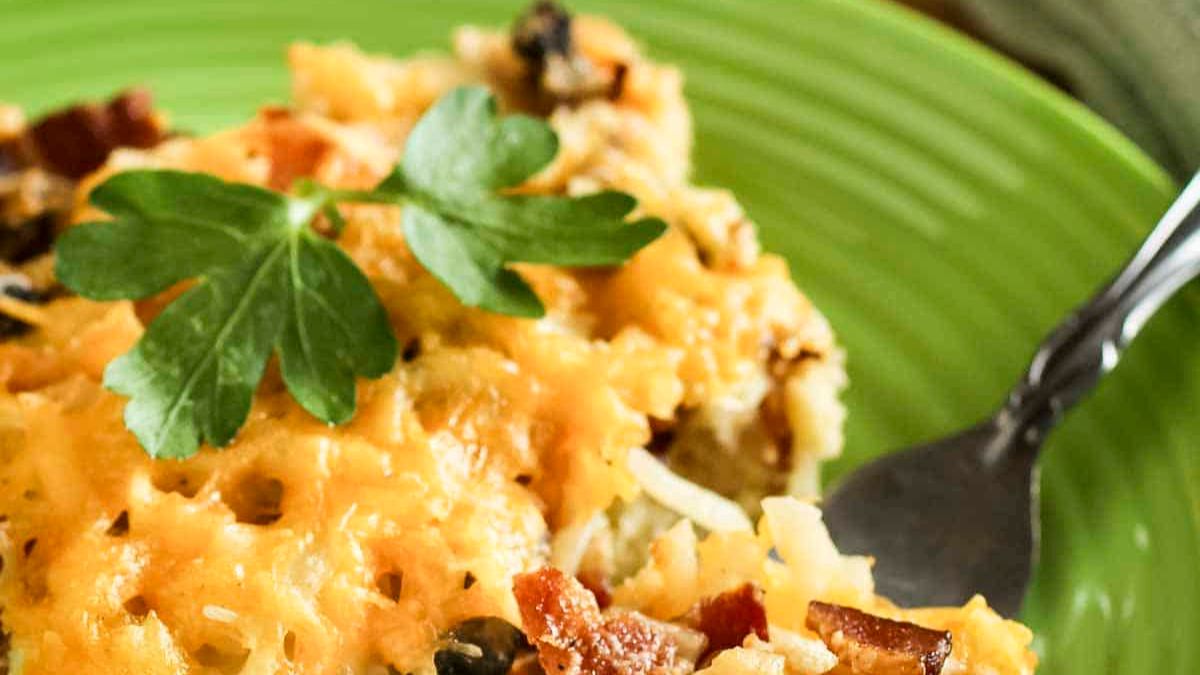 Bacon and Hash Brown Breakfast Casserole.