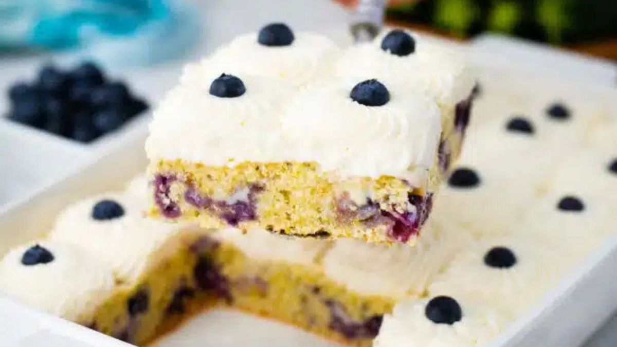 Blueberry Zucchini Poke Cake.