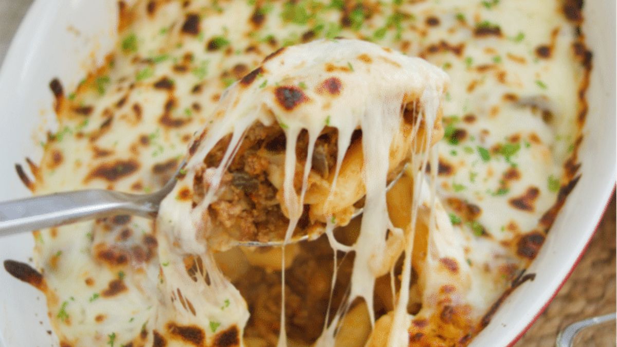 Cheesy Beef and Pasta Casserole.