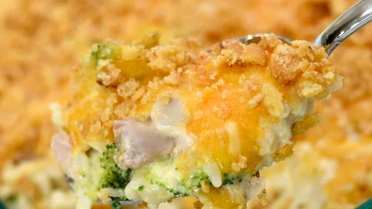 Cheesy Chicken Broccoli and Rice Casserole.