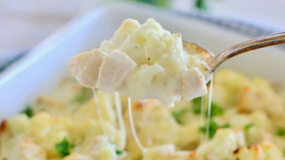 Chicken Cauliflower Alfredo Casserole.