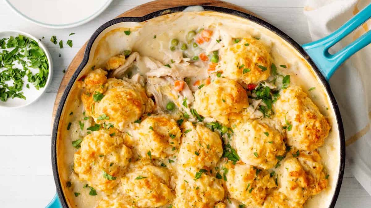 Chicken Cobbler with Red Lobster Cheddar Biscuit Topping.