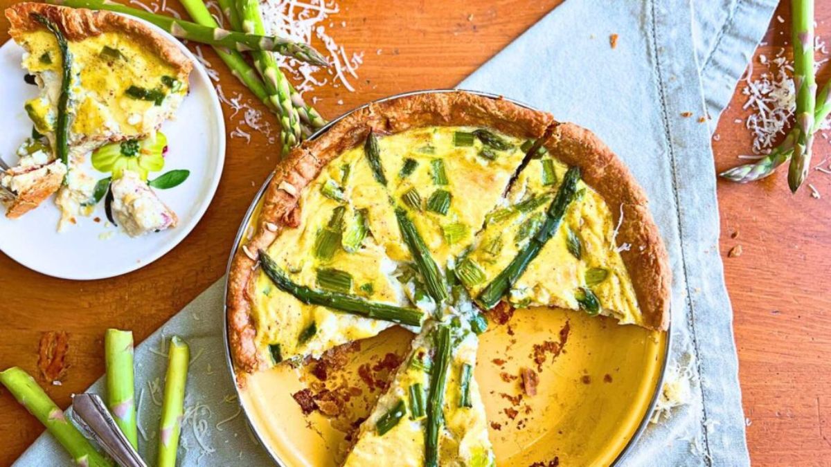 Classic Asparagus and Swiss Quiche.