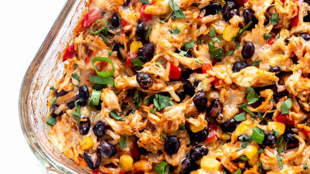 Easy Chicken Burrito Casserole.