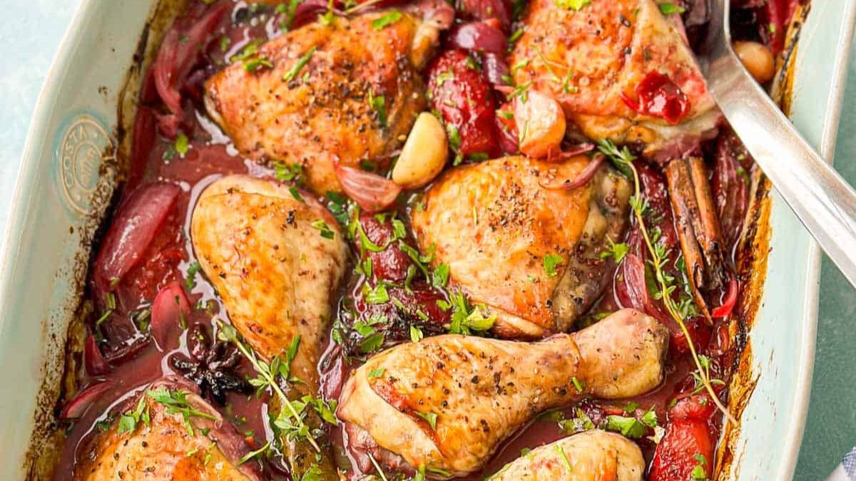 Easy Chicken and Spiced Plum Casserole Recipe.