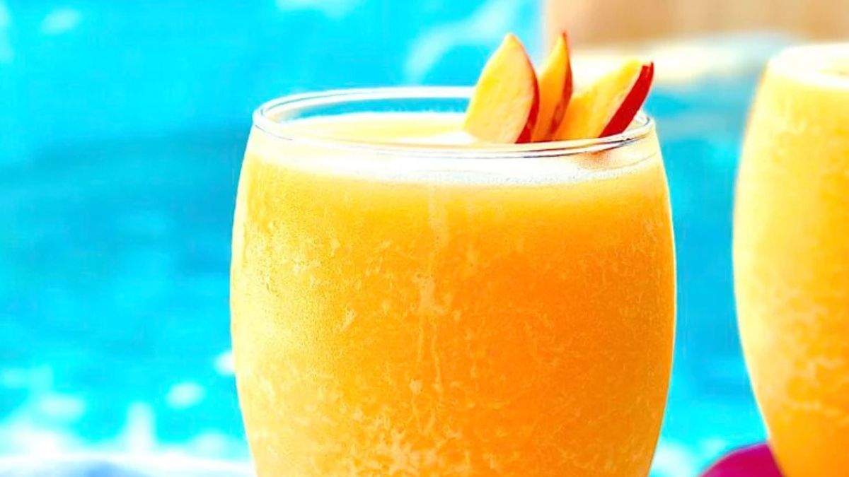 Easy Frozen Peach Bellinis.