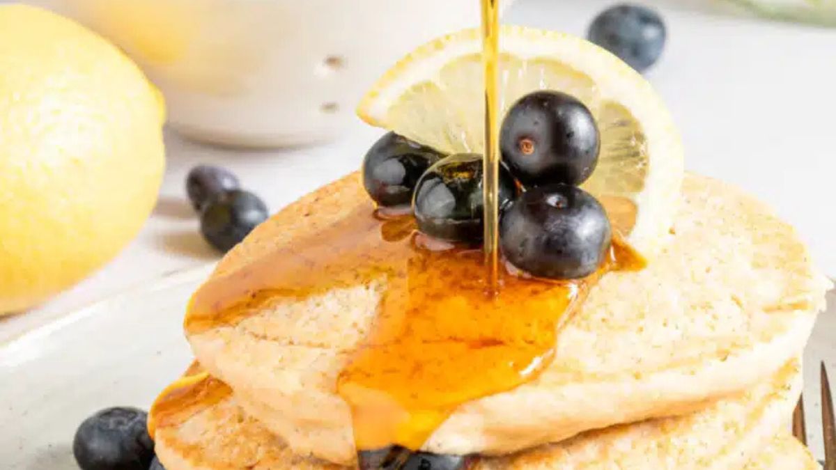 Gluten Free Blueberry Lemon Pancakes.