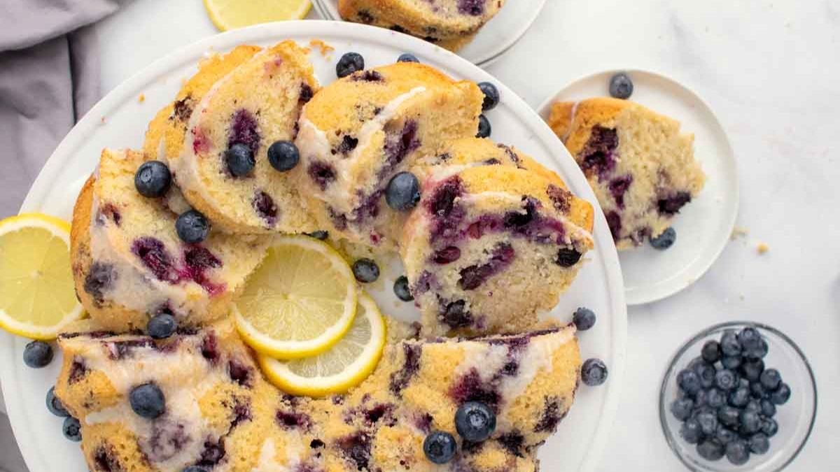 Gluten Free Blueberry Lemon Pound Cake Recipe.