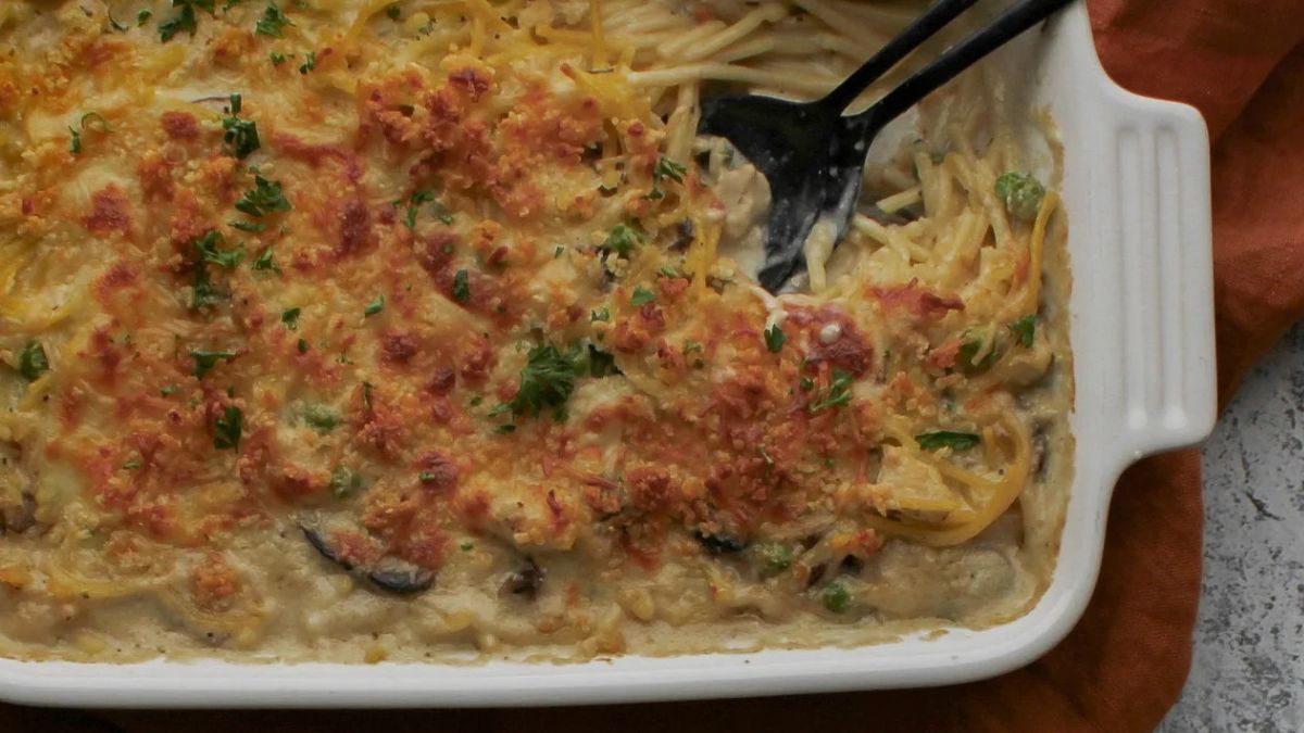 Gluten-Free Chicken Tetrazzini Casserole.