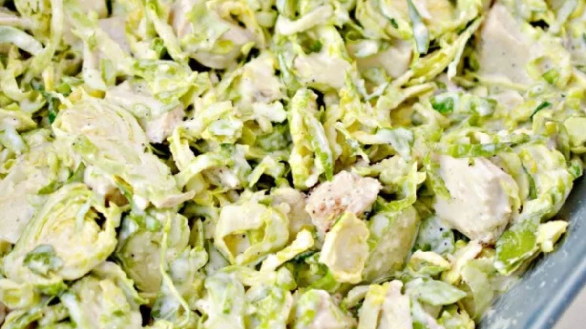 Low Carb Chicken Alfredo Brussels Sprouts Casserole.