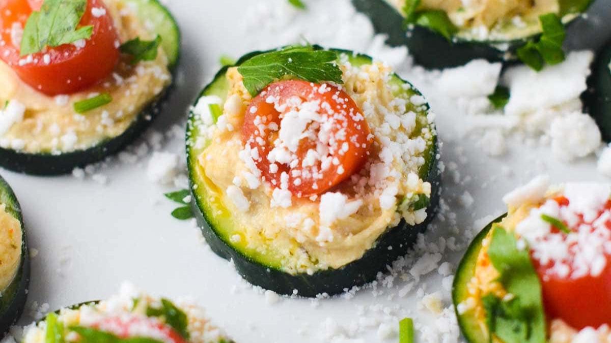 Mediterranean Cucumber Bites (Easy Appetizer or Snack).