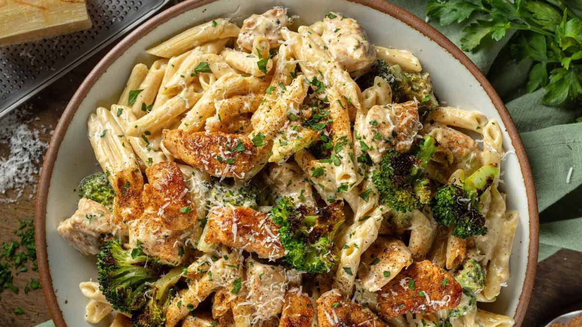 One Pot Cajun Chicken and Broccoli Alfredo.