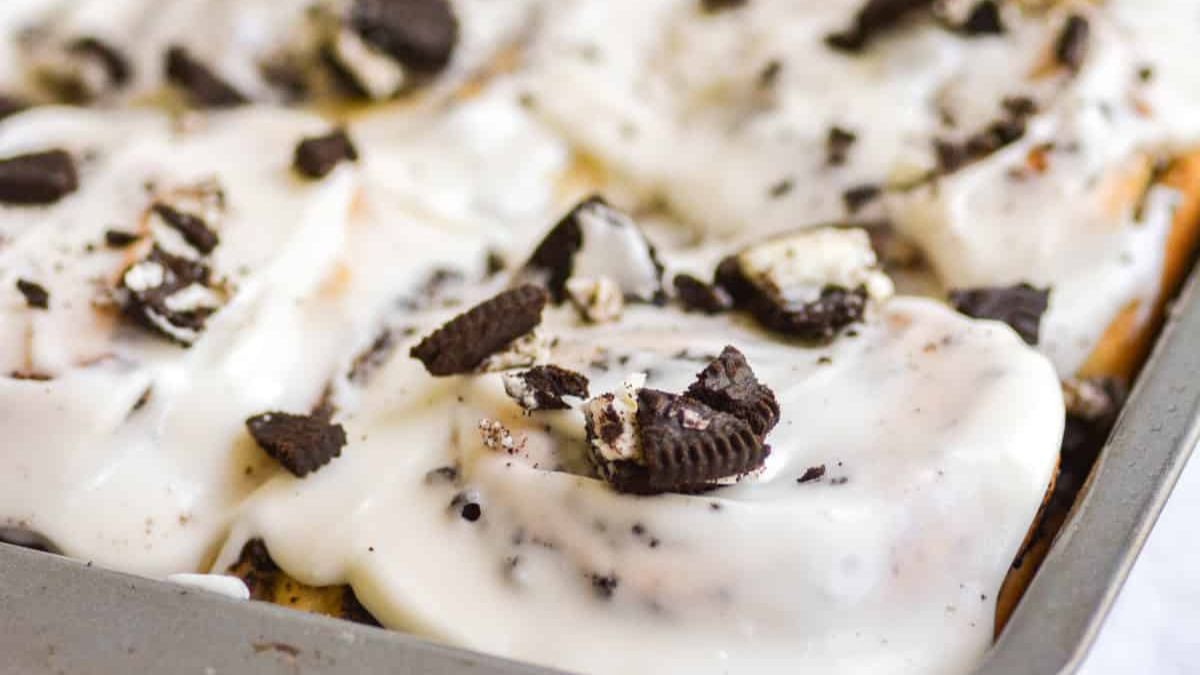 Oreo Cookie Stuffed Cinnamon Rolls.