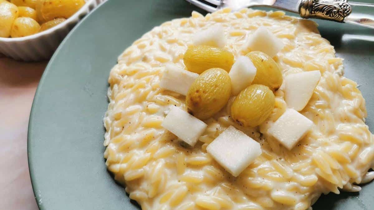 Orzo risotto with Gorgonzola.