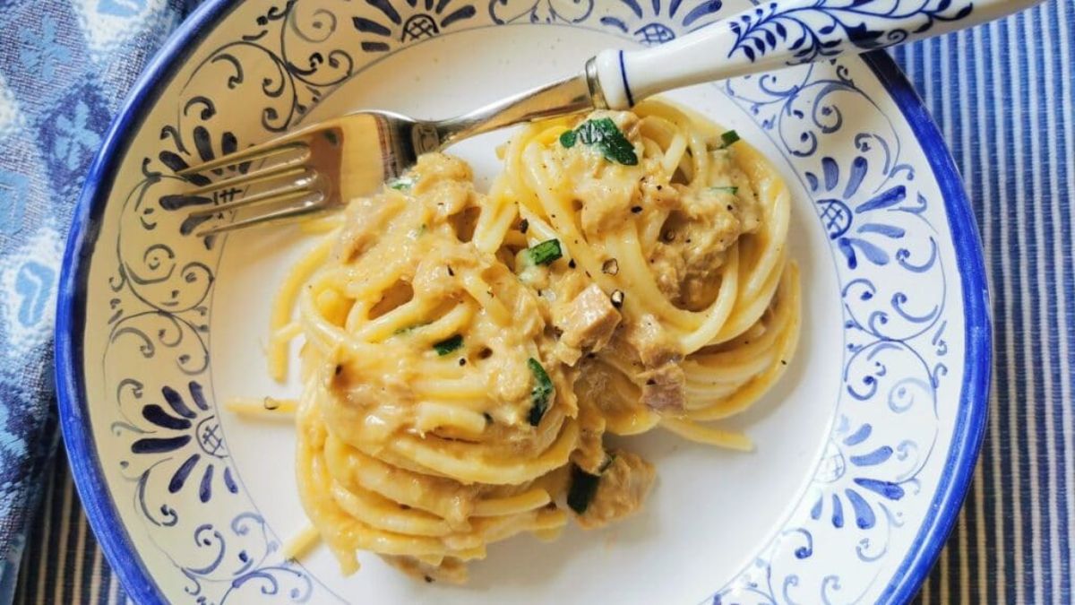 Pasta with Tuna Carbonara.