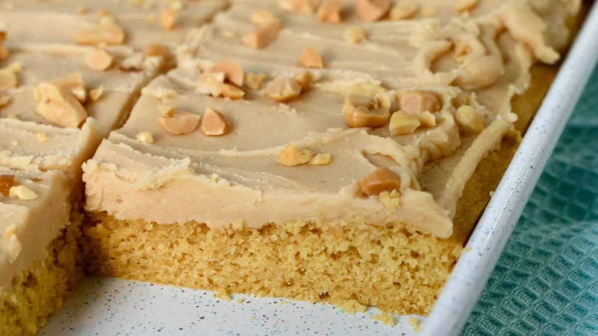 Peanut Butter Sheet Cake with Peanut Butter Frosting.