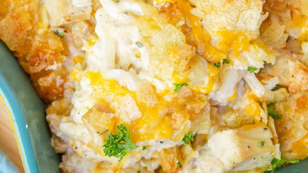 Potato Chip Chicken Casserole with Hash Browns.
