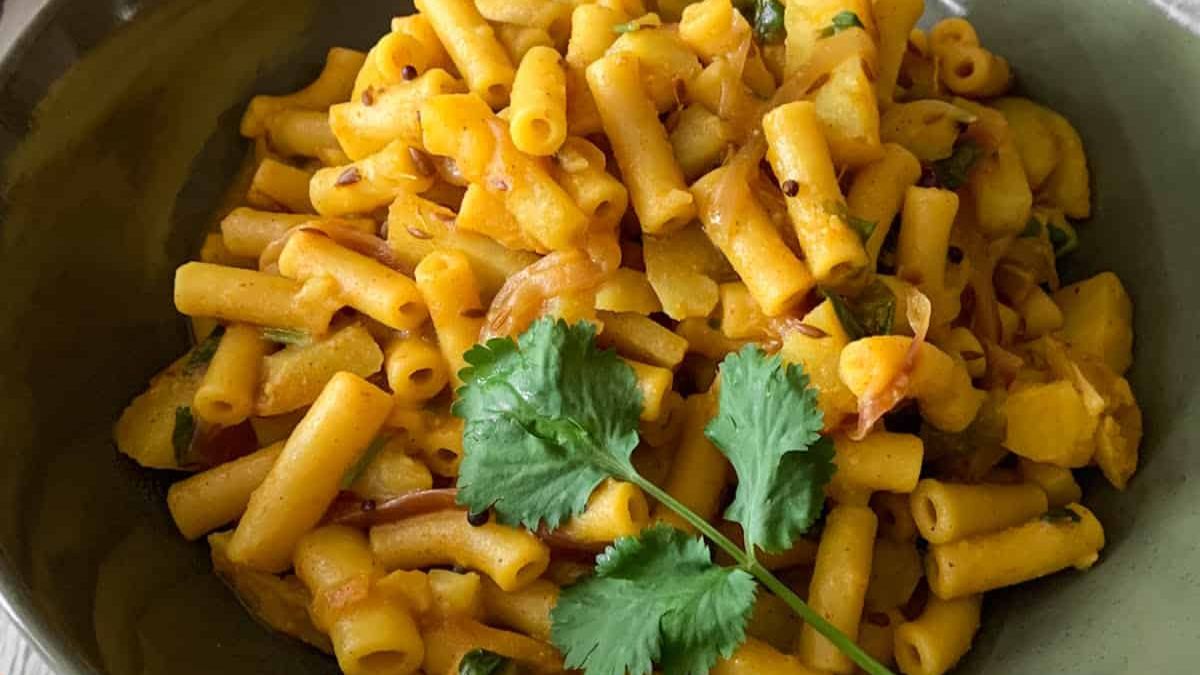 Potato with Pasta - Indian Style.