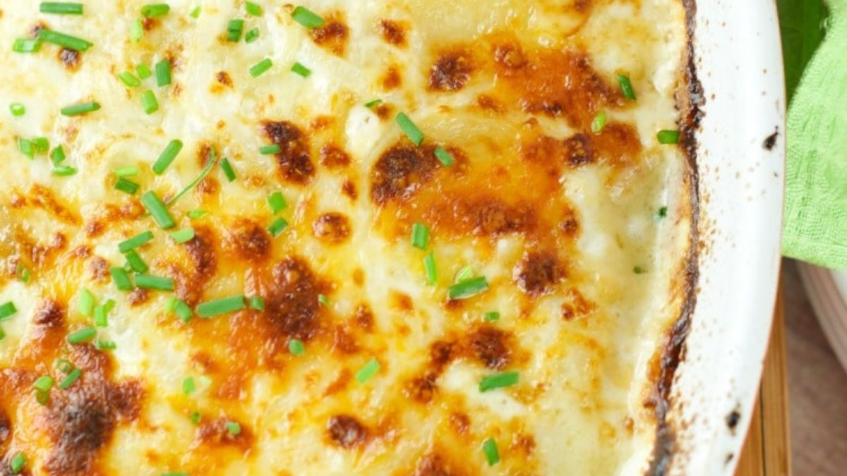 Potatoes Au Gratin With A Creamy Jalapeño Sauce.