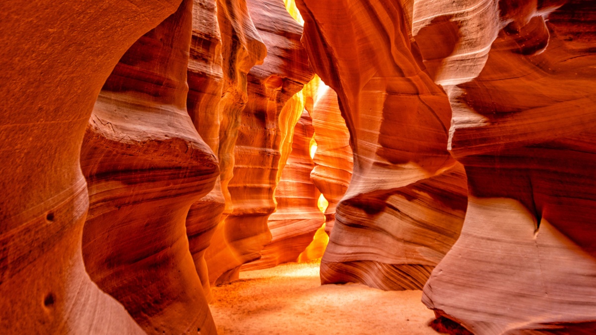 Antelope Canyon lights and rocks arizona usa.