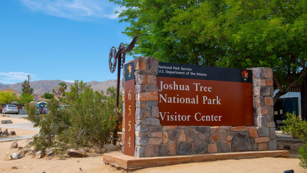 JOSHUA TREE NATIONAL PARK, CA, USA - JUN. 16, 2019: Joshua Tree National Park entrance at town of Joshua Tree, California CA, USA.