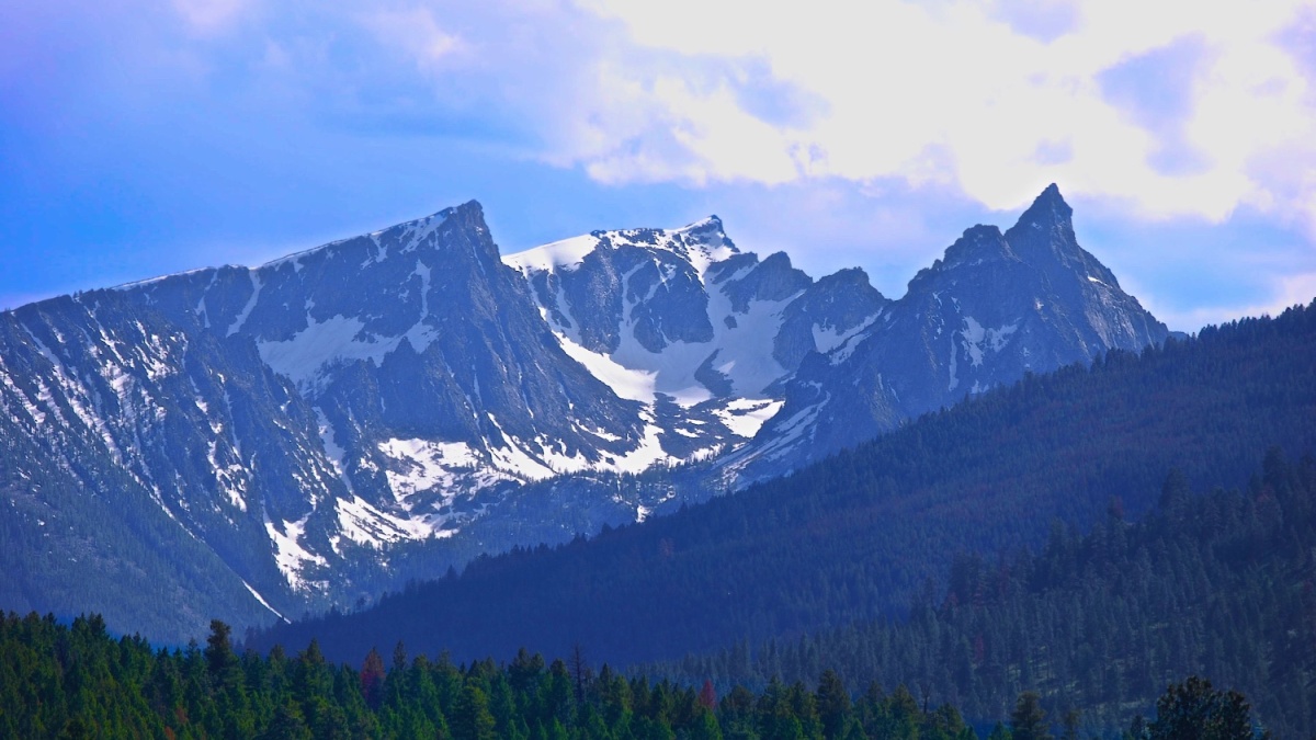Bitterroot Mountain Range in the Rocky Mountains Beautiful Bitterroot Valley in the Autumn Jagged Peaks and canyons.
