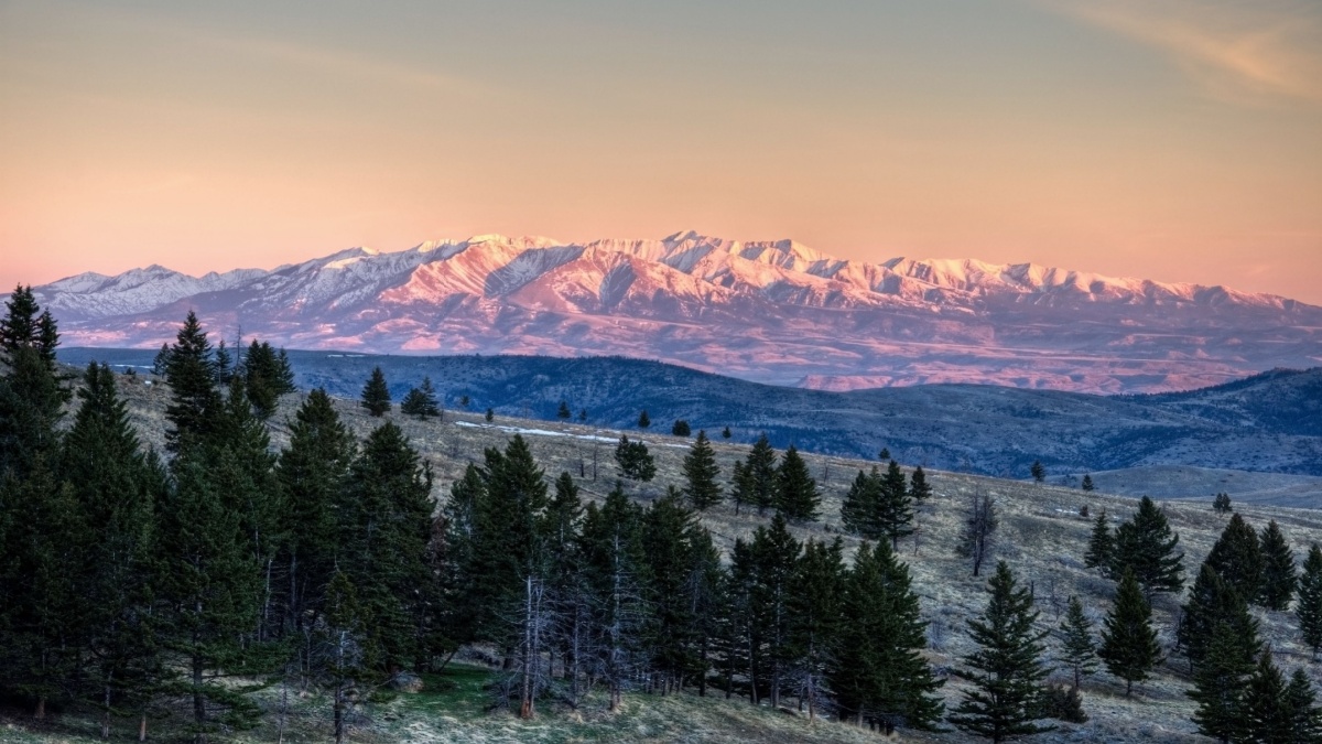 A beautiful sunrise on the Crazy Mountains of Montana.
