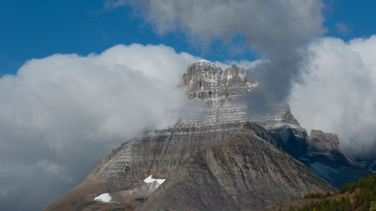 USA, Montana. Mt Wilbur and Swiftcurrent Lake, Many Glacier, Glacier National Park.