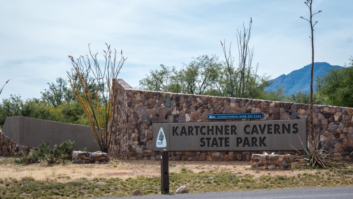 Kartchner Caverns SP, AZ, USA - November 9, 2019: A welcoming signboard at the entry point of the preserve park.