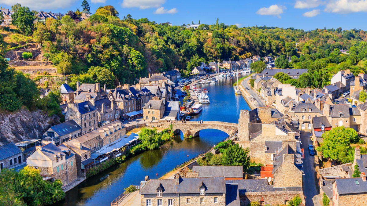 Dinan, Brittany, France. View of the old port of Dinan and the Rance river.