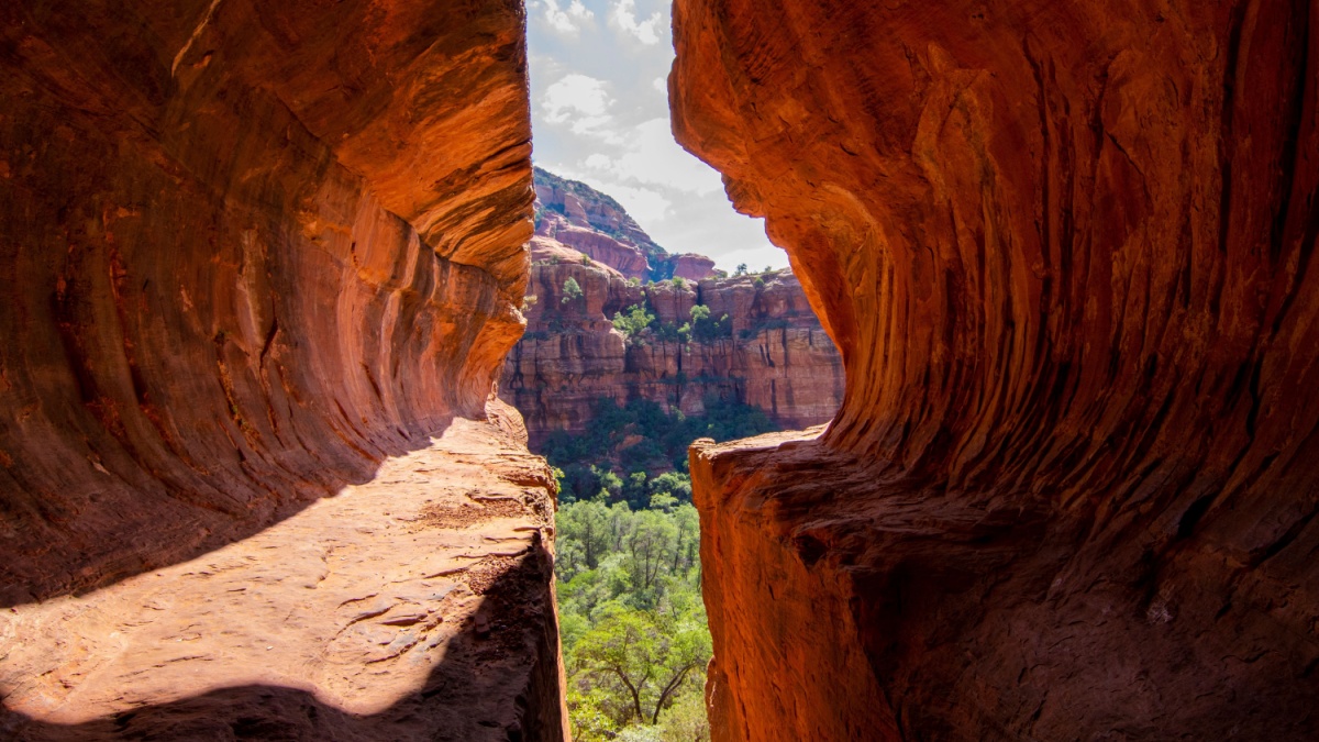 View from Subway Cave in Sedona, Arizona.