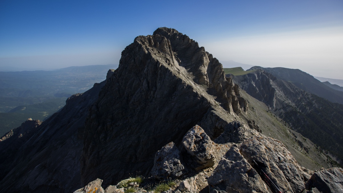 The summit of Mount Olympus in Greece in summer.