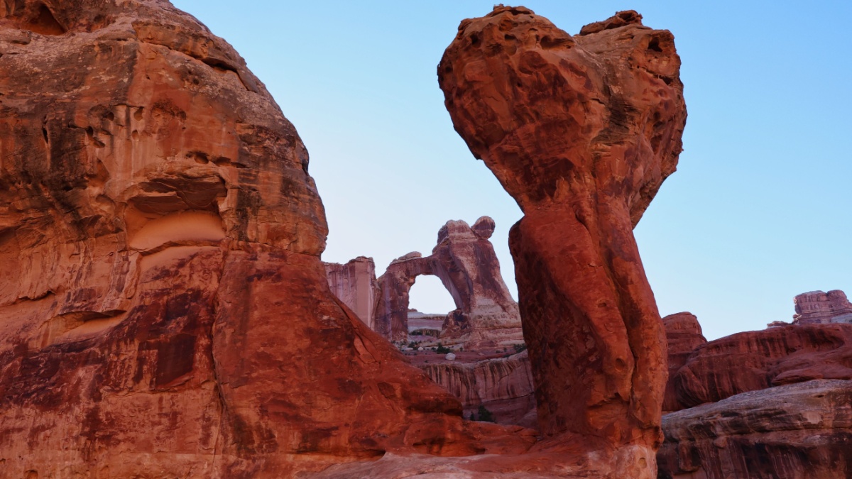 Unique and beautiful Utah arch landscape in Salt Creek Canyon in Canyonlands National Park.