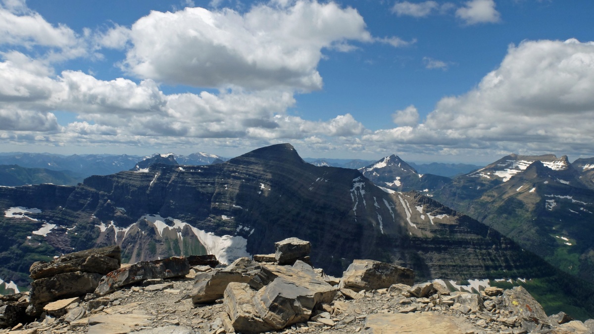 Summit of Flinsch Peak in Glacier National Park, Montana.