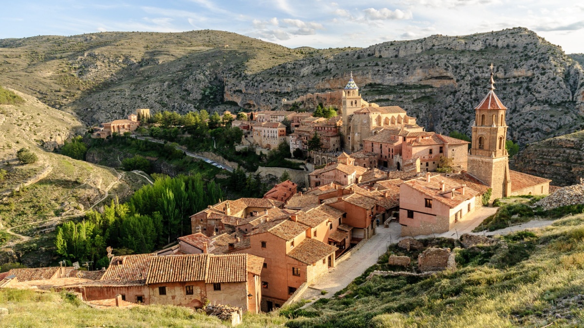 scenery of the medieval town of Albarracin in the province of Teruel in Aragon, Spain.