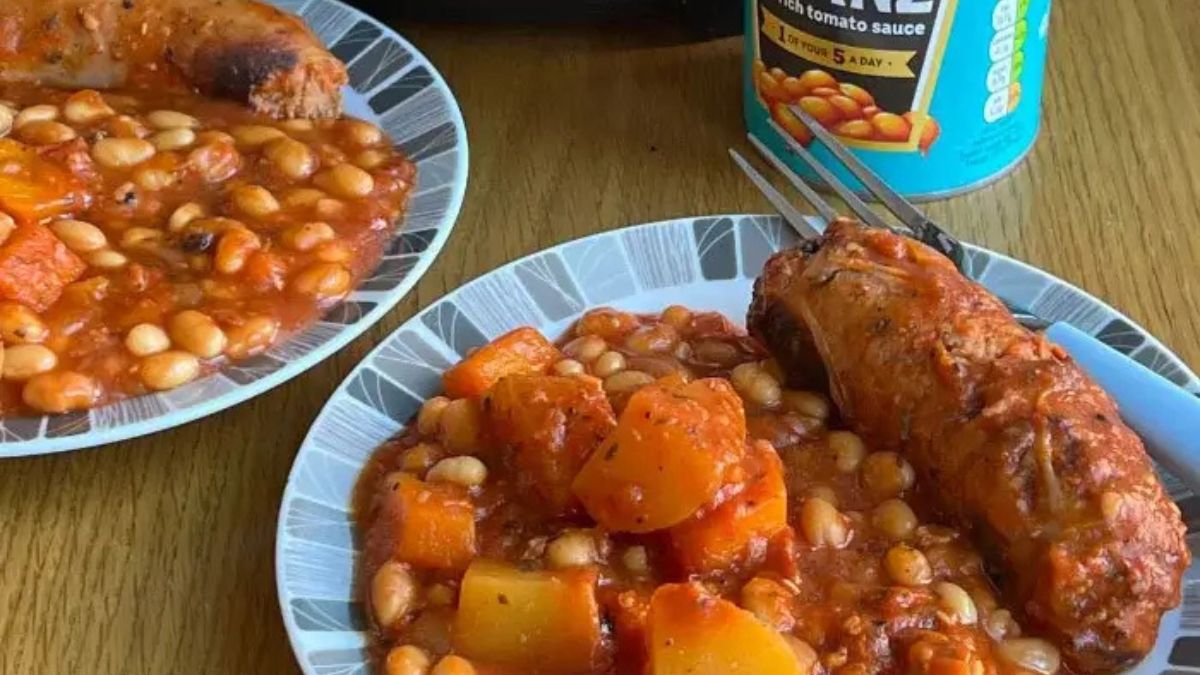 Slow Cooker Sausage And Bean Casserole.