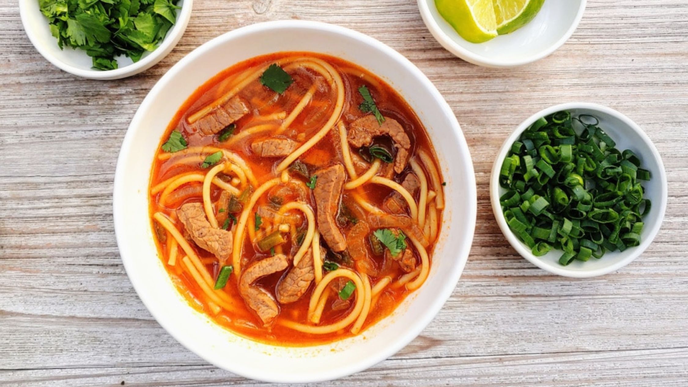 Spicy Thai Beef Noodle Soup.