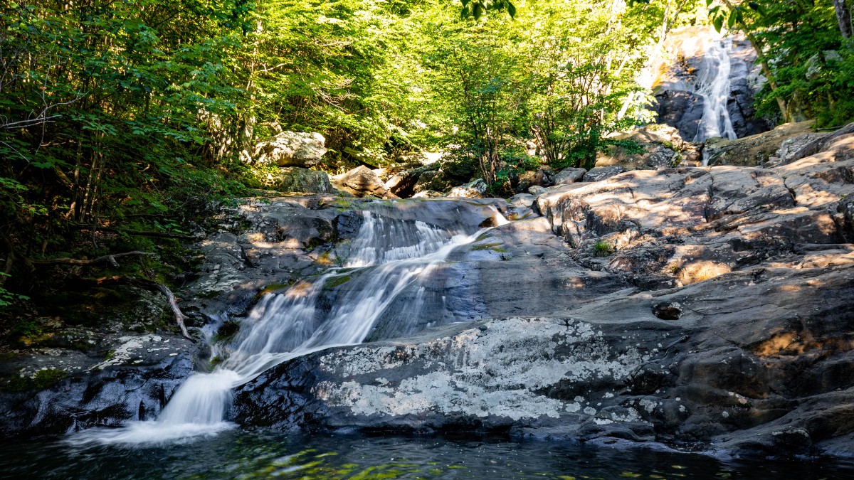 White Oak Canyon and Cedar Run trail loop waterfalls and cascades in Shenandoah National Park.