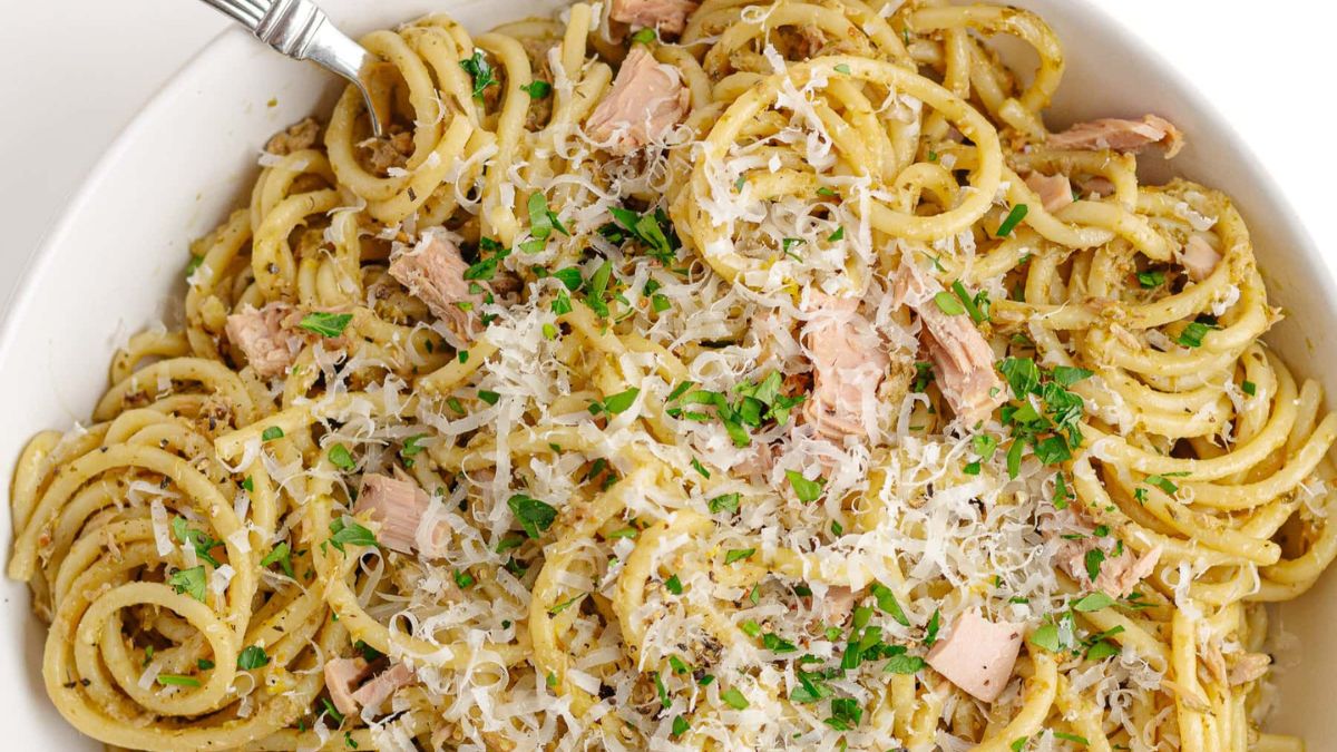 Tuna Pasta With Pesto.