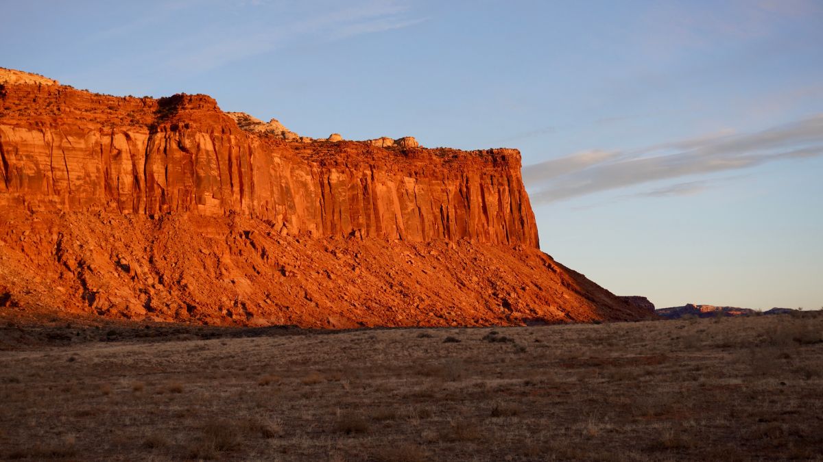 Beautiful red rock wall in Indian Creek, Utah.
