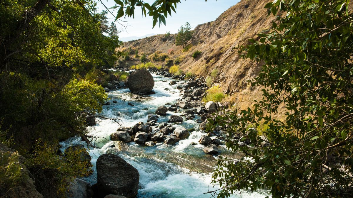 Boiling River at Yellowstone National Park, WY, USA.