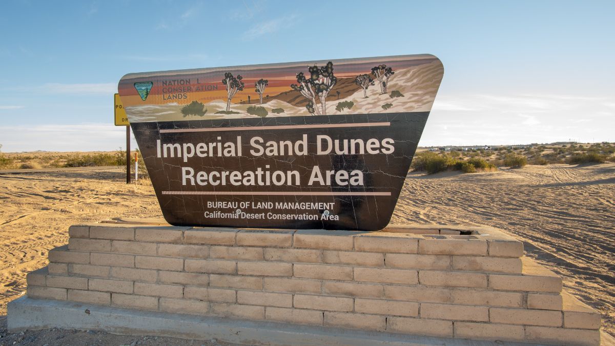 Imperial Sand Dunes Recreational Area Entrance Sign.